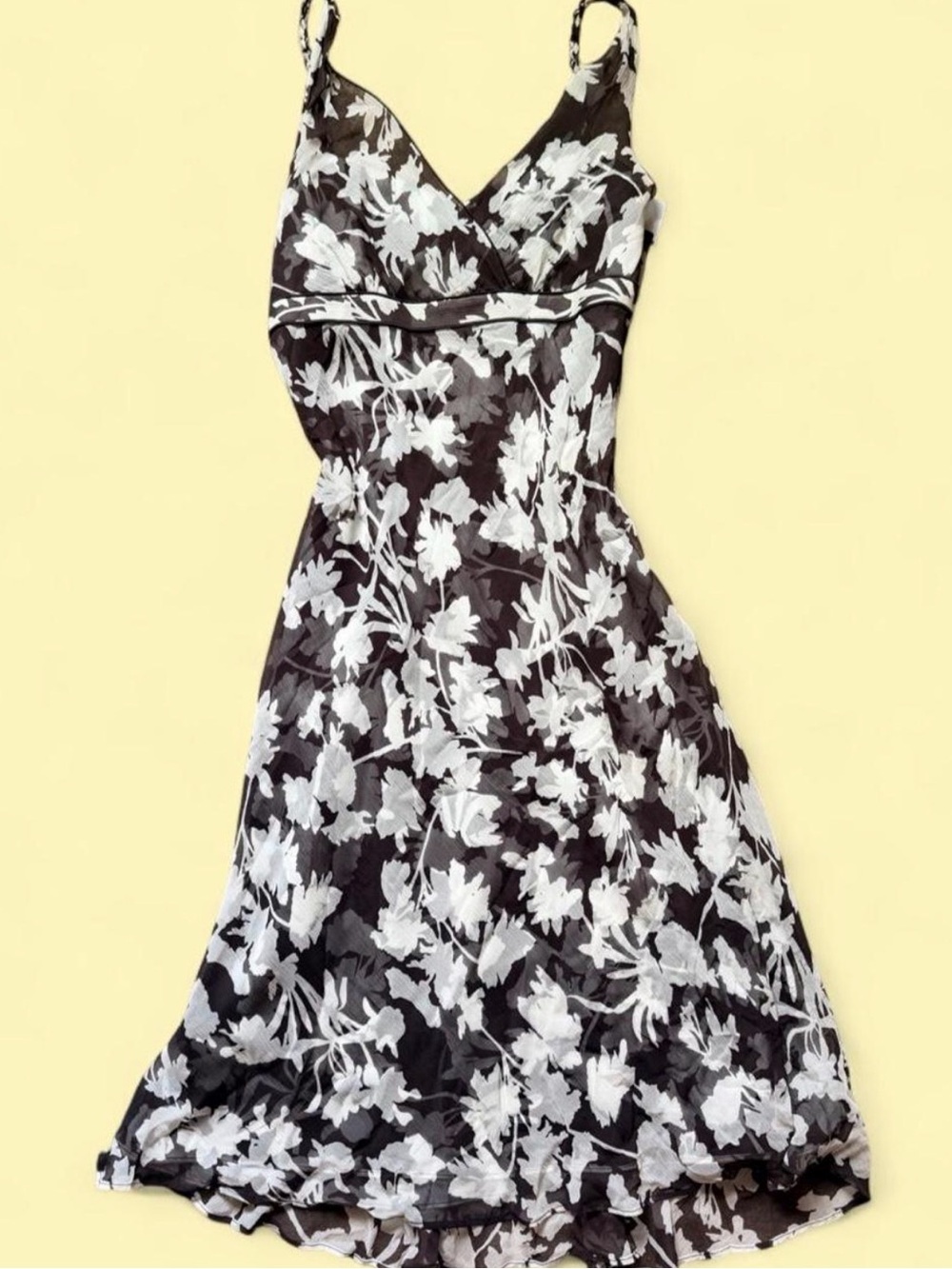 Ann Taylor Black & White Floral Midi Dress